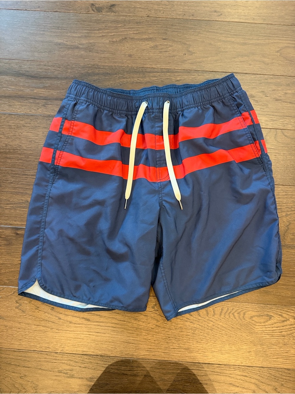 Fair Harbor Anchor Swim Trunks in Blue and Red Stripes Size Large